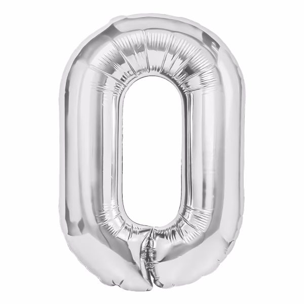 Balon Folie Cifra 0 Argintiu Metalizat