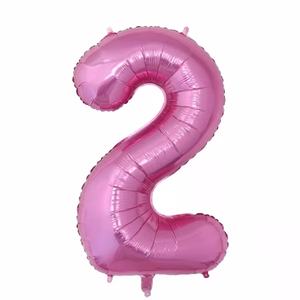 Balon Folie Cifra 2 Roz Metalizat