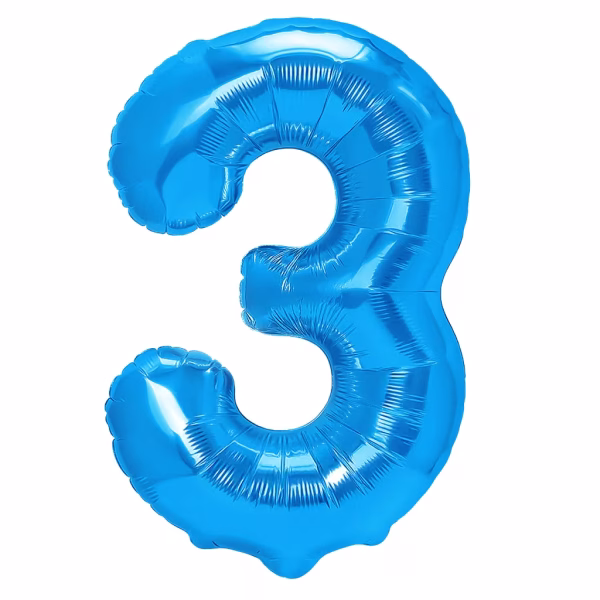 Balon Folie Cifra 3 Albastru Metalizat Balon folie cifra 3 albastru metalizat 100 cm jumbo.