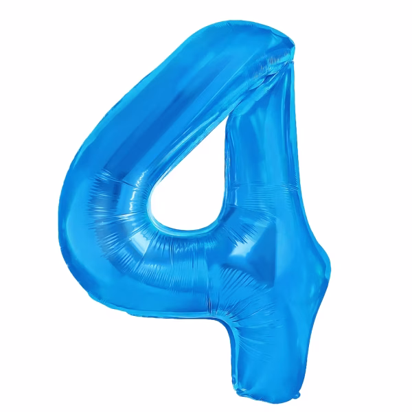 Balon Folie Cifra 4 Albastru Metalizat Balon folie cifra 4 albastru metalizat 100 cm jumbo.