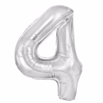 Balon Folie Cifra 4 Argintiu Metalizat