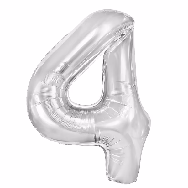 Balon Folie Cifra 4 Argintiu Metalizat