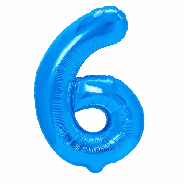 Balon Folie Cifra 6 Albastru Metalizat Balon folie cifra 6 albastru metalizat 100 cm jumbo.