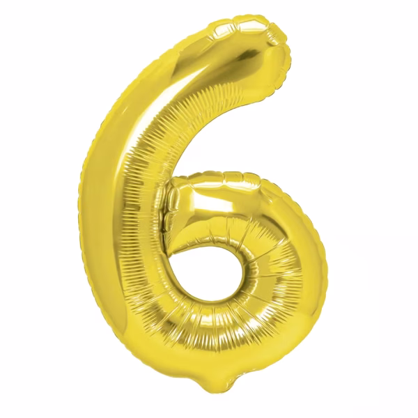 Balon Folie Cifra 6 Auriu (1).1 Balon folie cifra 6 auriu metalizat 100 cm jumbo.