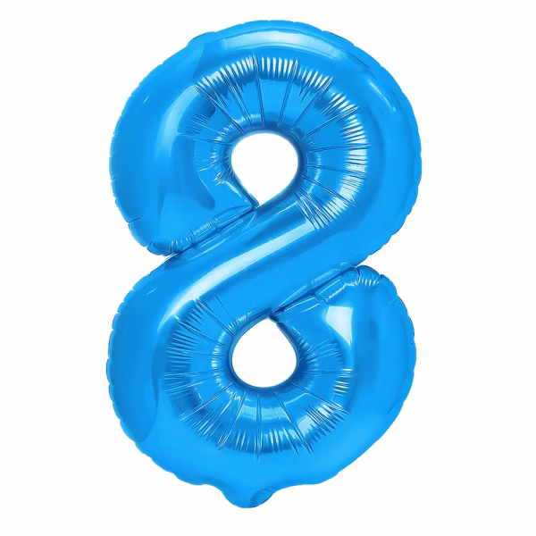 Balon Folie Cifra 8 Albastru Metalizat Balon folie cifra 8 albastru metalizat 100 cm jumbo.