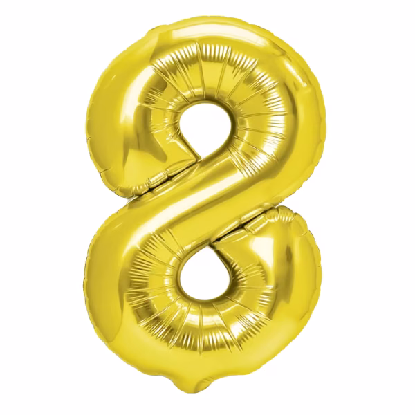 Balon Folie Cifra 8 Auriu (1) Balon folie cifra 8 auriu metalizat 100 cm jumbo.