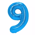 Balon Folie Cifra 9 Albastru Metalizat Balon folie cifra 9 albastru metalizat 100 cm jumbo.