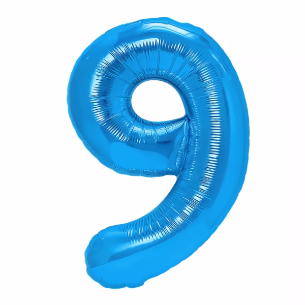 Balon Folie Cifra 9 Albastru Metalizat Balon folie cifra 9 albastru metalizat 100 cm jumbo.