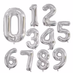 Balon Folie Cifra Argintiu Metalizat 100 cm , 0-9 Set baloane folie cifre argintiu metalizat de la 0 la 9 dimensiune gigant 100 cm pentru petreceri elegante.