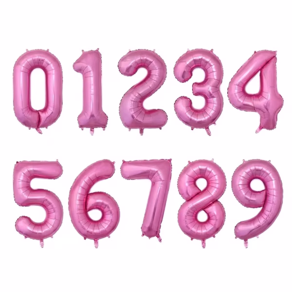 Balon Folie Cifra Roz Metalizat 100 cm , 0-9 Set baloane folie cifre roz metalizat de la 0 la 9 dimensiune gigant 100 cm pentru petreceri fete.