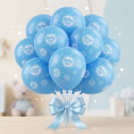 Set 10 baloane latex Baby Boy 30 cm, Albastru Buchet festiv format din set 10 baloane latex baby boy 30 cm pentru botez baietel