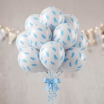 Set 10 baloane latex cu picioruse bleu 30 cm, Botez Baietel Buchet plutitor format din set 10 baloane latex cu picioruse bleu 30 cm pentru botez baietel