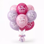 Set 10 baloane latex roz welcome baby girl 30 cm, Mix Fucsia si Mov Set 10 baloane latex roz welcome baby girl 30 cm, Mix Fucsia si Mov