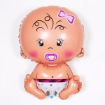 Comanda balon din folie in forma de bebelus fetita cu suzeta si fundita roz. Dimensiune uriasa de 74 cm (neumflat). Ideal pentru botez si Baby Shower. Heliu/aer.