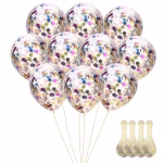 Buchet format din 5 baloane din latex transparent umplute cu confetti multicolor vibrant
