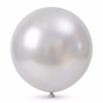 balon latex jumbo argintiu metalizat Balon din latex de dimensiuni uriese, forma rotunda, 90 cm, culoare argintiu metalizat, ideal pentru aranjamente elegante, ghirlande organice de petrecere sau photocorner.