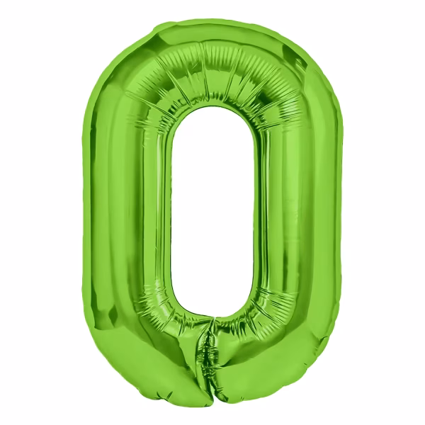 Balon din folie metalizată de dimensiuni mari, 100 cm, în formă de cifră cu un finisaj verde vibrant și elegant