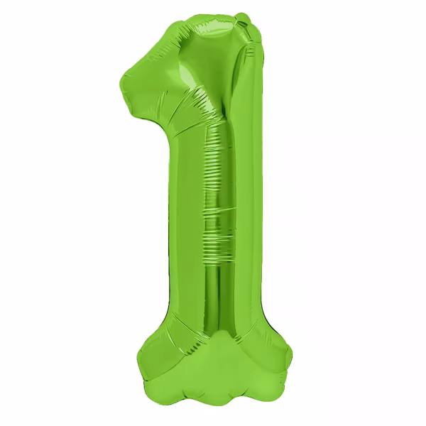 Balon din folie metalizată de dimensiuni mari, 100 cm, în formă de cifră cu un finisaj verde vibrant și elegant