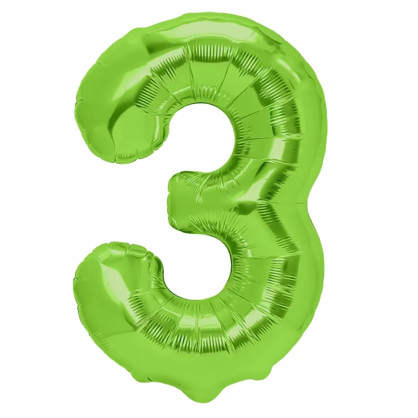 Balon din folie metalizată de dimensiuni mari, 100 cm, în formă de cifră cu un finisaj verde vibrant și elegant