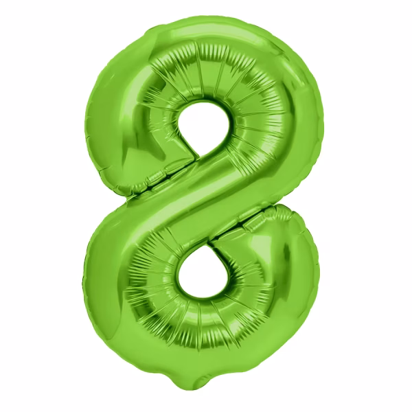 Balon din folie metalizată de dimensiuni mari, 100 cm, în formă de cifră cu un finisaj verde vibrant și elegant