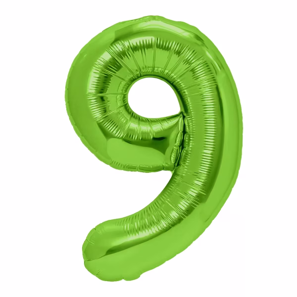 Balon din folie metalizată de dimensiuni mari, 100 cm, în formă de cifră cu un finisaj verde vibrant și elegant