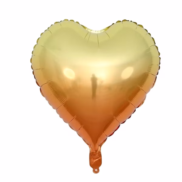 balon folie inima degrade Balon din folie metalizata in forma de inima cu efect degrade, tranzitie superba de la auriu la rose gold.