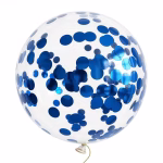 Balon jumbo gigantic din latex transparent umplut cu confetti albastru de dimensiune mare