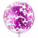 Balon jumbo gigantic din latex transparent umplut cu confetti roz intens de dimensiune mare