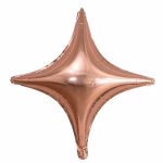 Balon din folie metalizata in forma de stea cu 4 colturi avand o nuanta eleganta si stralucitoare de rose gold