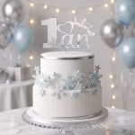 topper tort 1 an argintiu topper tort 1 an argintiu silver plexiglas oglinda acrilic prima aniversare taiere mot baieti fete decoratiuni petrecere coronita inima tort etajat alb fulgi nea stelute