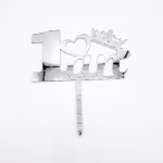 topper tort 1 an argintiu silver plexiglas oglinda acrilic prima aniversare taiere mot baieti fete decoratiuni petrecere coronita inima tort etajat alb fulgi nea stelute