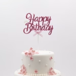 topper tort happy birthday roz topper tort happy birthday roz lucios pink metalizat plastic fundita decoratiuni petrecere fete aniversare sweet 16 tort alb flori roz