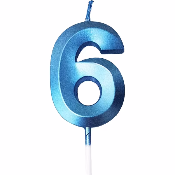 Cifră albastră 6 pentru tort