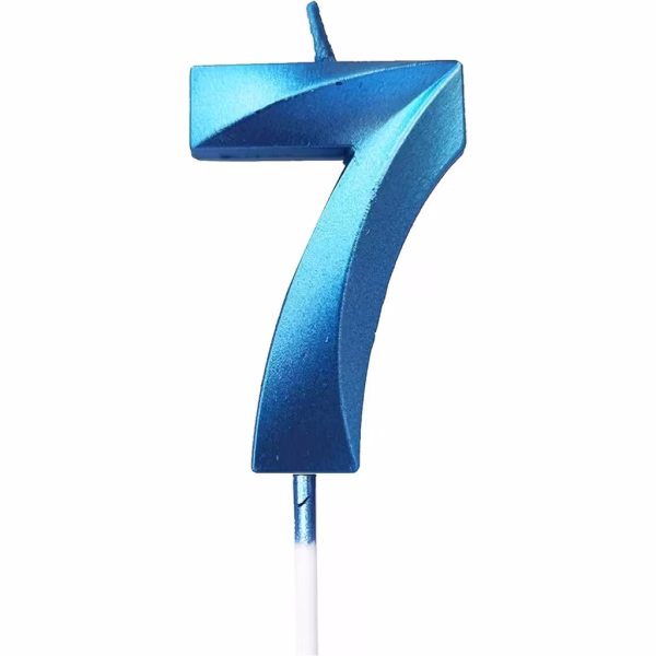 Cifră albastră 7 pentru tort