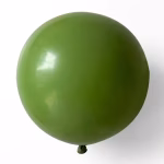 Balon din latex de dimensiuni gigantice (Jumbo), umflat perfect rotund, prezentând o nuanță elegantă, mată și naturală de verde măsliniu retro (green olive)