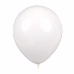 Set 10 Baloane Latex Alb 30 cm Set de baloane din latex de culoare alba, cu un balon rotund umflat si perfect opac, asezat langa mai multe baloane albe neumflate, dimensiune 30 cm.
