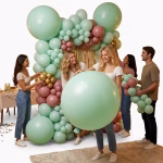 balon latex jumbo turcoaz macarons 90 cm Balon din latex de dimensiuni uriese, forma rotunda, 90 cm, culoare turcoaz pastel (nuanta macarons / mint), ideal pentru aranjamente delicate si ghirlande organice de petrecere.