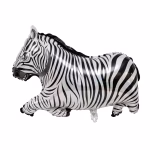 Balon din folie metalizata in forma de zebra cu dungi contrastante alb si negru izolat pe fundal alb