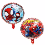 Balon rotund din folie cu imprimeu Marvel Spider Man diferit pe cele doua fete avand o grafica de actiune si una in stil desene animate cu mesajul GO WEBS GO