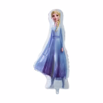 Balon din folie in forma de personajul Elsa din Frozen imbracata in rochie albastra cu detalii specifice de iarna