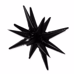 balon folie stea 3d negru 55 cm Balon din folie metalizata de culoare neagra, in forma de stea 3D cu 12 colturi ascutite (tepi), dimensiune 55 cm.