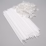 set 10 bete cu rozeta pentru baloane latex Set compus din tije si rozete din plastic alb, cu o lungime de 39 cm, utilizate pentru fixarea si sustinerea baloanelor din latex umflate cu aer.
