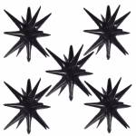 balon folie stea 3d negru 55 cm Ansamblu de 5 baloane din folie in forma de stea 3D, de culoare neagra, perfecte pentru adaugarea volumului in ghirlandele de baloane.