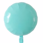 Balon din folie de forma rotunda avand o culoare turcoaz pal pastelat cu un finisaj neted si o supapa vizibila in partea inferioara