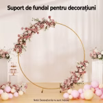 arcada cerc auriu Arcada rotunda din metal auriu cu diametrul de 2 metri, suport stabil cu doua baze inferioare pentru decoruri din flori si baloane.