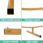 arcada cerc auriu Arcada rotunda din metal auriu cu diametrul de 2 metri, suport stabil cu doua baze inferioare pentru decoruri din flori si baloane.