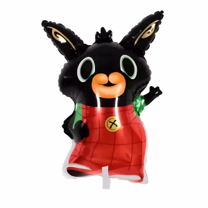Balon Folie Personaj Iepurele Bing 85 cm Balon din folie premium in forma de figurina uriasa cu personajul Iepurasul Bing in salopeta rosie dimensiune 85 cm.