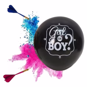 Balon Jumbo Gender Reveal Boy or Girl cu Pudra Colorata 90 cm Explozie superba de fum creata cu un balon jumbo gender reveal boy or girl cu pudra colorata 90 cm pentru baby shower