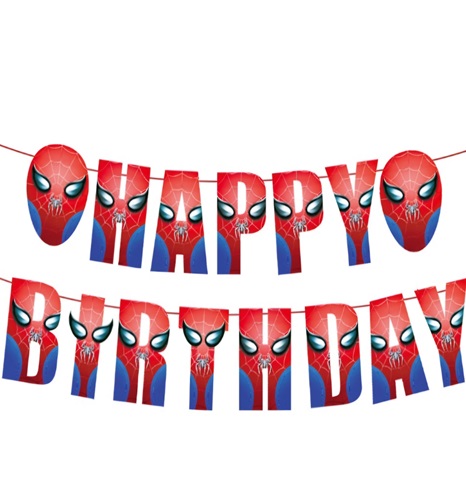 BANNER HAPPY BIRTHDAY - SPIDERMAN MODEL 2