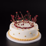 Topper Tort Coronita Metalica Aurie cu Perle Rosii 13 cm coronita tort metalica aurie perle rosii burgundy decoratiuni petrecere majorat nunta diadema regala eleganta lux